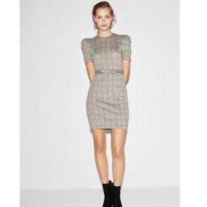 Express plaid puff sleeve sheath dress XS